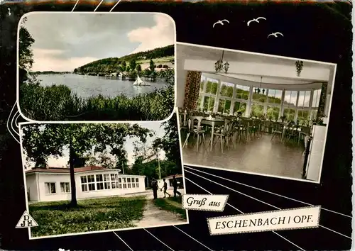 AK / Ansichtskarte 73887483 Eschenbach_Oberpfalz Jugendherberge am Russweiher Uferpartie am See Eschenbach Oberpfalz