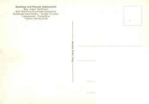 AK / Ansichtskarte  Muemling-Grumbach_Odenwald Gasthaus Pension Schuetzenhof Gastraeume Garten 