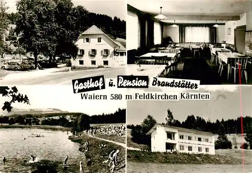 AK / Ansichtskarte  Feldkirchen_Kaernten Gasthof Pension Brandstaetter Gastraum Badesee Feldkirchen Kaernten