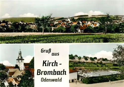 AK / Ansichtskarte  Kirch-Brombach_Kirchbrombach_Odenwald Panorama Kirche Schwimmbad 