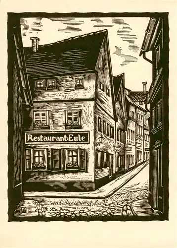 AK / Ansichtskarte  Bayreuth Kuenstlerkneipe Restaurant Eule Holzschnitt Bayreuth