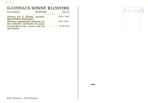 AK / Ansichtskarte  Klosters_GR Gasthaus Sonne Dorfstrasse Klosters_GR