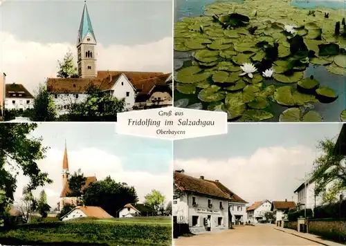 AK / Ansichtskarte 73887619 Fridolfing Kirchen Seerosenteich Dorfstrasse Fridolfing