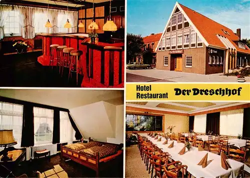 AK / Ansichtskarte 73887646 Landesbergen Hotel Restaurant Der Dreschhof Bar Gastraum Zimmer Landesbergen