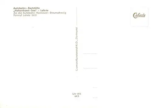 AK / Ansichtskarte  Lehrte_Hannover Autobahnrasthotel Hohenhorst See Gastraeume Lehrte Hannover