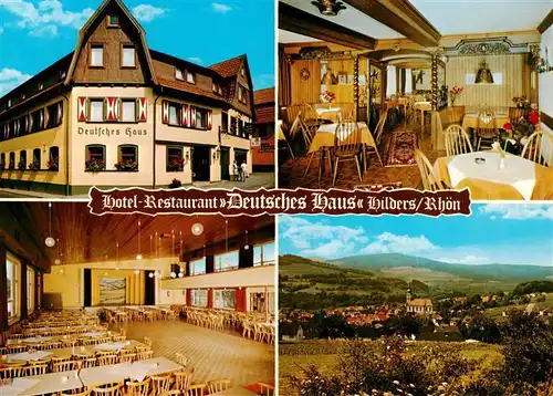 AK / Ansichtskarte  Hilders_Rhoen Hotel Restaurant Deutsches Haus Gastraeume Panorama Hilders Rhoen