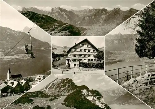 AK / Ansichtskarte  Amden_SG Privatpension Alpenroesli Walenseepartie Sessellift Panorama Amden_SG