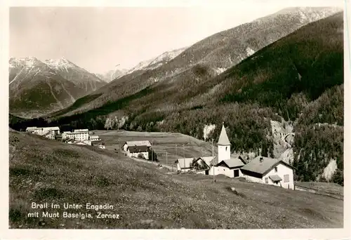 AK / Ansichtskarte  Brail mit Munt Baselgia Zernez Brail