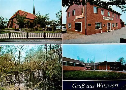 AK / Ansichtskarte  Witzwort_Adolfskoog Kirche Hotel Beckers Gasthof Teich 