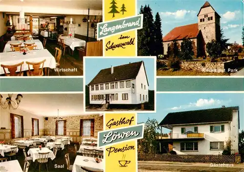 AK / Ansichtskarte  Langenbrand_Forbach Gasthof Pension Loewen Gastraum Kirche Saal Gaestehaus Langenbrand Forbach