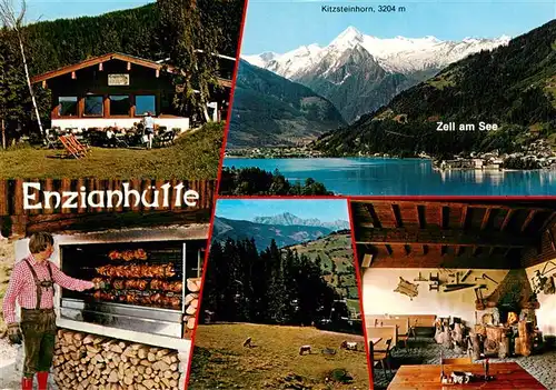 AK / Ansichtskarte  Thumersbach_Zell_am_See_AT  Enzianhuette Haehnchengrill Zell See Panorama Gaststube 