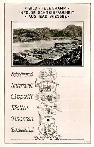 AK / Ansichtskarte  Bad_Wiessee Panorama Tegernsee Alpen Bild Telegramm Bad_Wiessee