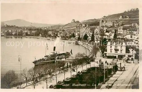 AK / Ansichtskarte  Schiffe_Binnenschifffahrt Montreux La rouvenaz et debarcadere 