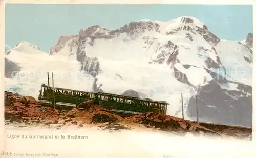 AK / Ansichtskarte  Zahnradbahn_Rack_Railway-- Ligne du Gornergrat et le Breithorn 