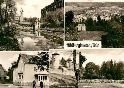 AK / Ansichtskarte 73887777 Hildburghausen Friedenspark Panorama Bahnhofshotel Alte Stadtmauer  Hildburghausen