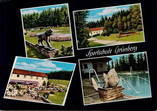 AK / Ansichtskarte  Gruenberg__Hessen Sportschule Gruenberg Terrasse Schwimmbad mit Wasserspeier Park 