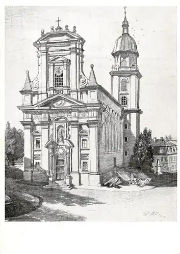 AK / Ansichtskarte  Kitzingen_Main Ev Kirche Zeichnung Kitzingen Main