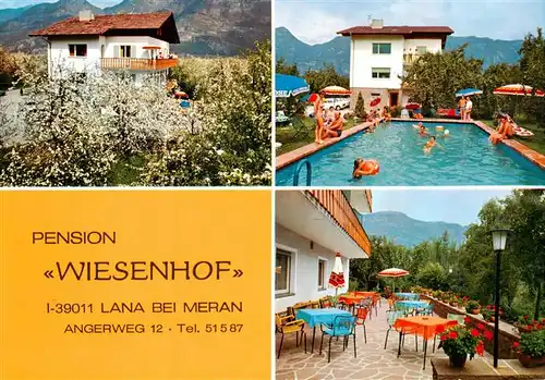 AK / Ansichtskarte 73887820 Lana_Meran Pension Wiesenhof Pool Terrasse Lana_Meran