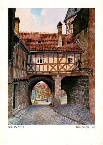 AK / Ansichtskarte  Kronach_Oberfranken Bamberger Tor Aquarell Kronach Oberfranken