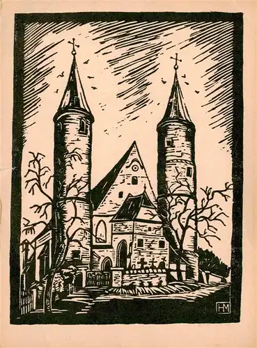 AK / Ansichtskarte 73887849 Landshut__Isar Kirche Heilig Blut Linolschnitt 