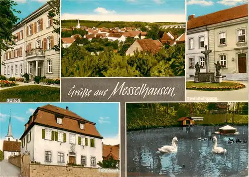 AK / Ansichtskarte  Messelhausen Schloss Panorama Schlosseingang Forsthaus Schwanenteich Messelhausen