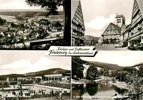 AK / Ansichtskarte  Fredeburg_Schmallenberg Panorama Ortspartie Frei und Hallenbad Kuranlagen Schmiedinghausen Fredeburg_Schmallenberg