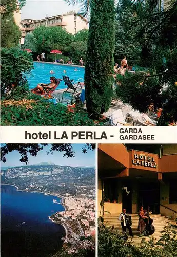 AK / Ansichtskarte 73887891 Garda_Lago_di_Garda Hotel La Perla Schwimmbad Panorama Eingang Garda_Lago_di_Garda