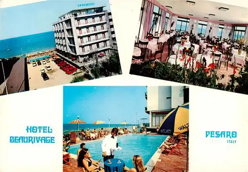 AK / Ansichtskarte 73887899 Pesaro_Marche_IT Hotel Beaurivage Speisesaal Schwimmbad 