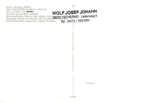 AK / Ansichtskarte  Tscherms_Suedtirol_IT Garni Pension Wolf Gaststube Panorama 