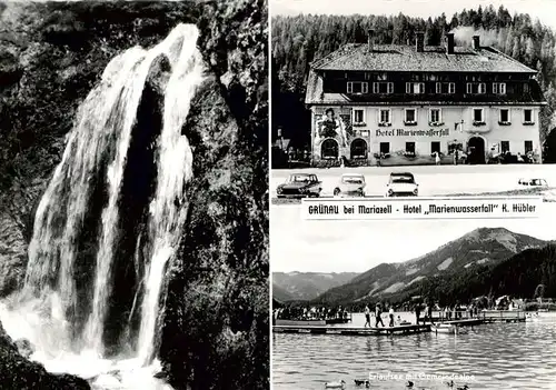 AK / Ansichtskarte  Gruenau_Mariazell Hotel Marienwasserfall Erlaufsee mit Gemeindealpe Gruenau Mariazell