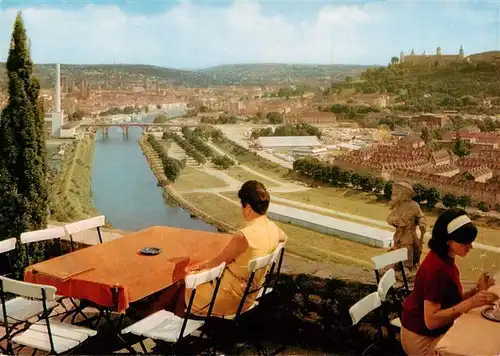 AK / Ansichtskarte  Wuerzburg_Bayern Hotel Weinrestaurant Schloss Steinburg Terrasse Blick ueber den Main 