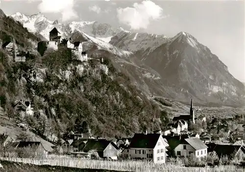 AK / Ansichtskarte 73888145 Vaduz_Liechtenstein_FL Ansicht mit Blick zum Schloss mit Rappenstein und Falknis 