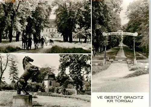 AK / Ansichtskarte  Graditz VE Hauptgestuet fuer Vollblutzucht Pferdestatue Graditz