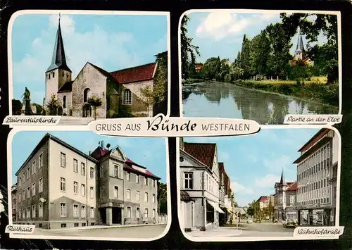 AK / Ansichtskarte  Buende__Westfalen Laurentiuskirche Partie an der Else Rathaus Bahnhofstrasse 