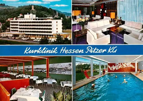 AK / Ansichtskarte  Bad_Soden-Salmuenster Kurklinik Hessen Sanatorium Pitzer KG Speisesaal Hallenbad Bad_Soden-Salmuenster