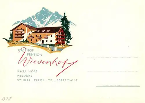 AK / Ansichtskarte  Mieders_Tirol Gasthof Pension Wiesenhof Illustration Mieders Tirol