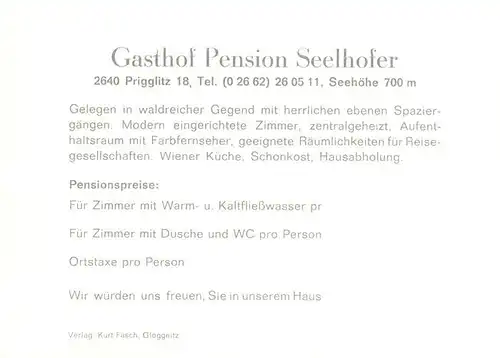 AK / Ansichtskarte 73888269 Prigglitz Gasthof Pension Seelhofer Gastraum Gaestezimmer Prigglitz