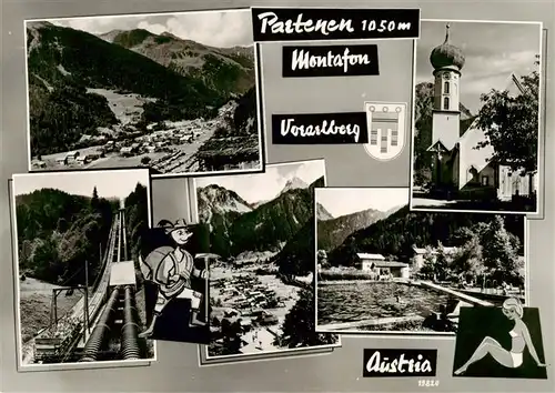 AK / Ansichtskarte 73888295 Partenen_Vorarlberg Panorama Kraftwerk Schwimmbad Kirche Partenen Vorarlberg
