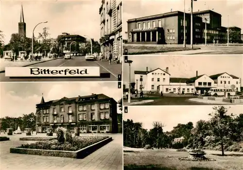 AK / Ansichtskarte 73888331 Bitterfeld Walther Rathenau Strasse HO Hotel Central Kulturpalast Wilhelm Pieck Bahnhof Park der Chemiearbeiter Bitterfeld