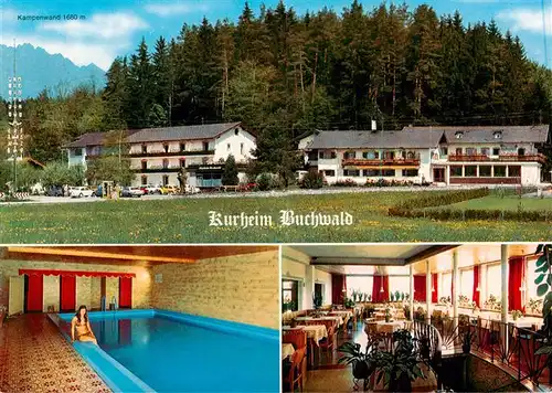 AK / Ansichtskarte 73888405 Feldwies_uebersee_Chiemsee Kurhotel Buchwald Hallenbad Gastraum 