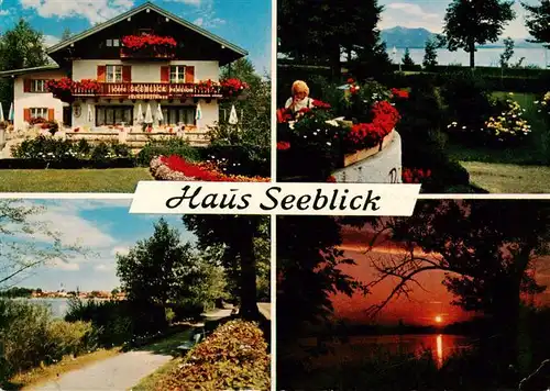 AK / Ansichtskarte  Seebruck_Chiemsee Cafe Pension Seeblick Terrasse Uferweg Abendstimmung Seebruck Chiemsee