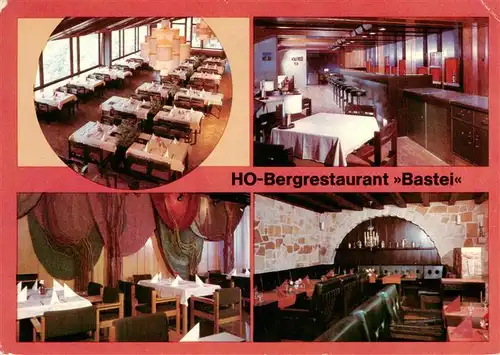 AK / Ansichtskarte  Bastei_Saechsische Schweiz HO Bergrestaurant Bastei Elbebalkon Galerie mit Bar Freischuetzstube Basteiklause Bastei_Saechsische Schweiz