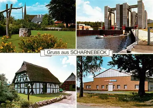 AK / Ansichtskarte  Scharnebeck_Lueneburg Ziehbrunnen Schiffshebewerk Fachwerkhaus Schuetzenhaus Scharnebeck Lueneburg