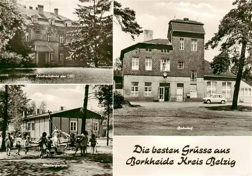 AK / Ansichtskarte 73888515 Borkheide Zentralschule der DBD Kindergarten Bahnhof Borkheide