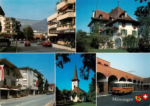 AK / Ansichtskarte  Muensingen_Konolfingen_BE Ortspartien Kirche Bus 