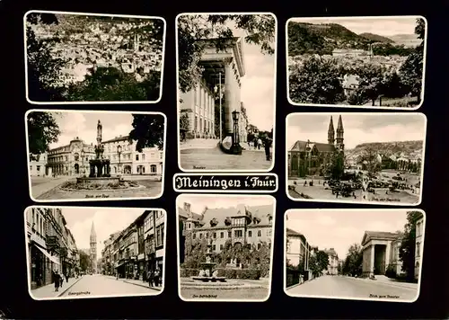 AK / Ansichtskarte  Meiningen_Thueringen Brunnen Post Georgstrasse Schlosshof Theater Platz der Republik Blick zum Theater Meiningen Thueringen