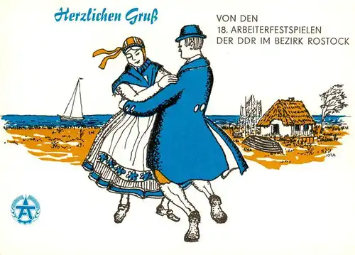 AK / Ansichtskarte 73888647 Rostock Arbeiterfestspiele der DDR Illustration 