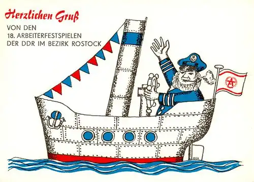 AK / Ansichtskarte 73888648 Rostock 18. Arbeiterfestspiele der DDR Illustration 