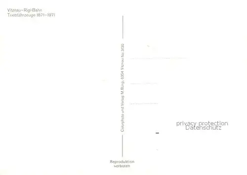 AK / Ansichtskarte  Eisenbahn_Railway_Chemin_de_Fer Vitznau Rigi Bahn Triebfahrzeug 1871 1971 