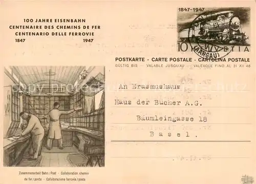 AK / Ansichtskarte 73888685 Eisenbahn_Railway_Chemin_de_Fer 100 j Eisenbahn 1847-1947 